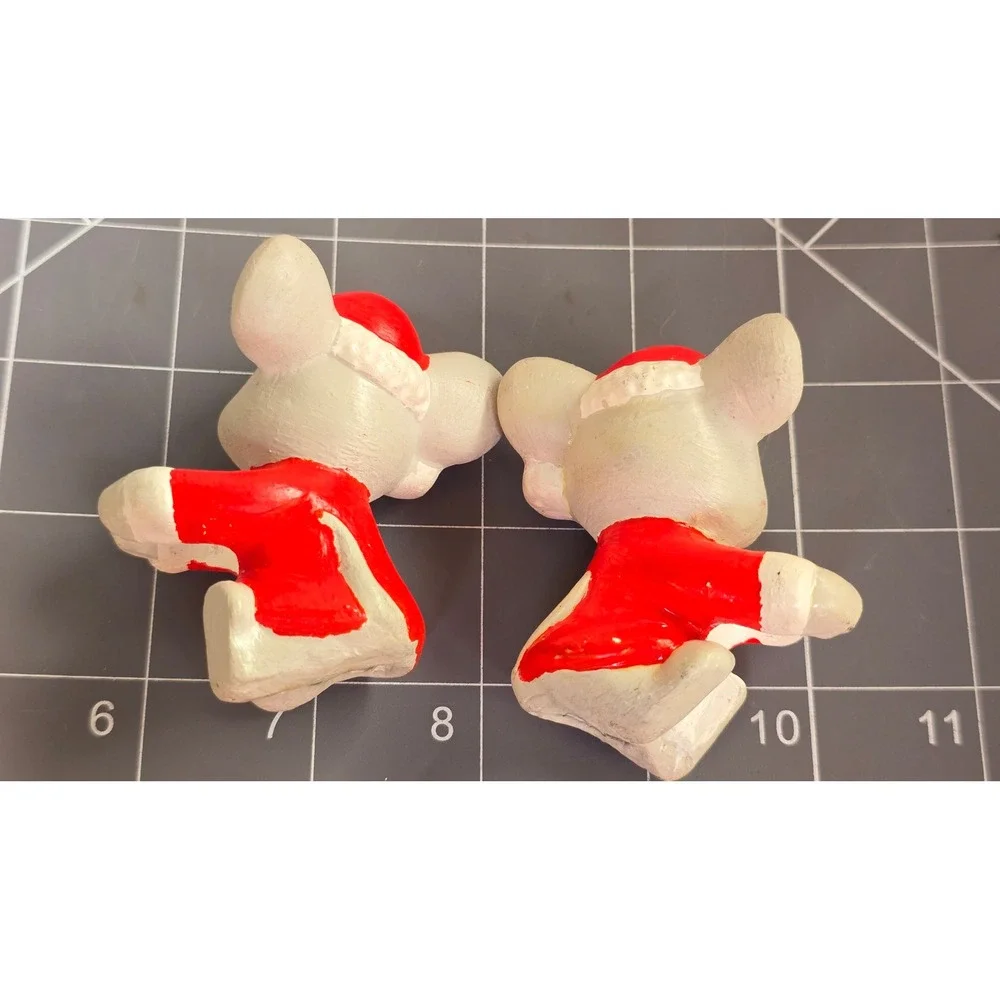 Vintage Christmas Mice candle huggers Santa Suit Set of 2 Holiday